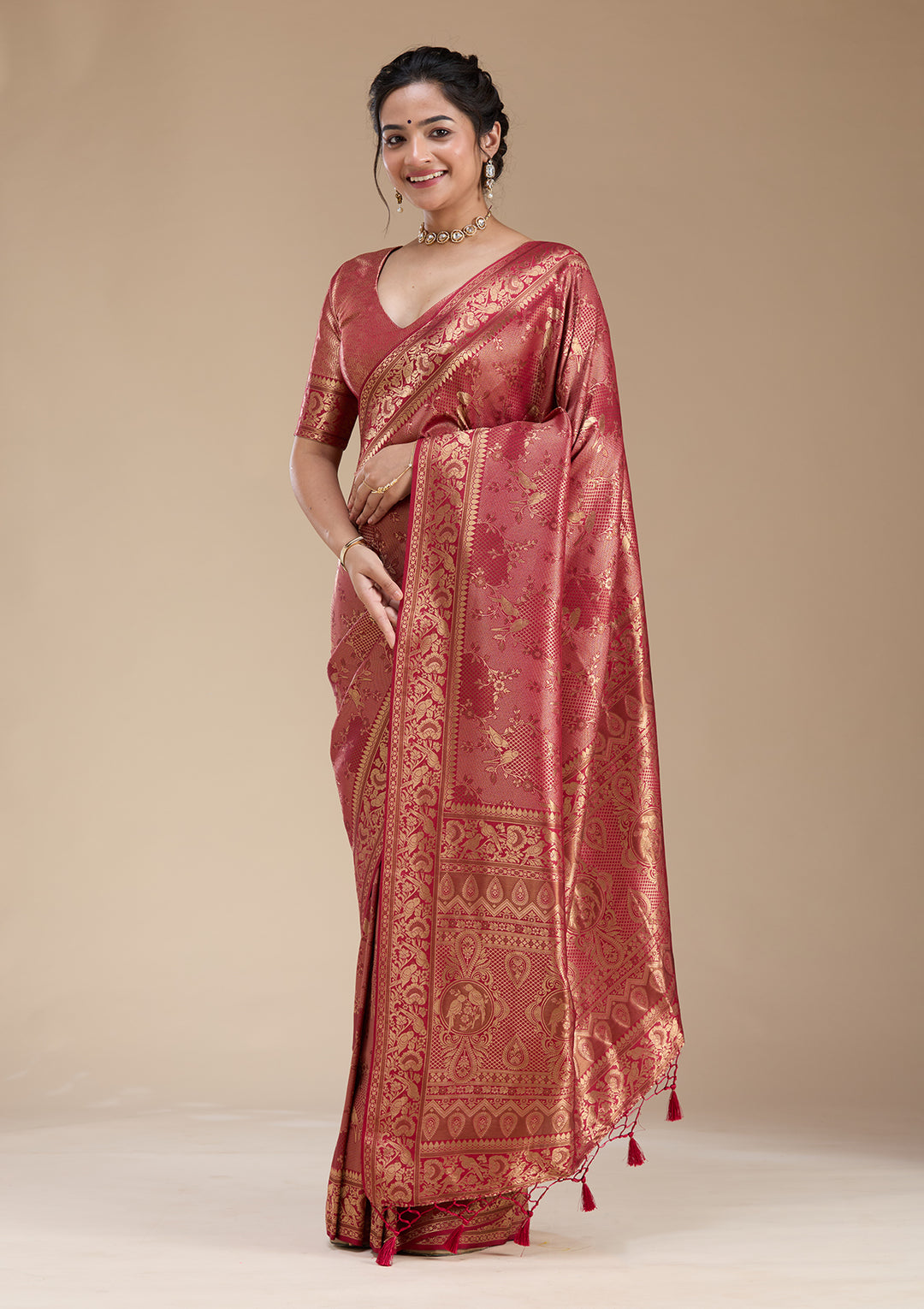 Maroon Banarasi Silk Saree