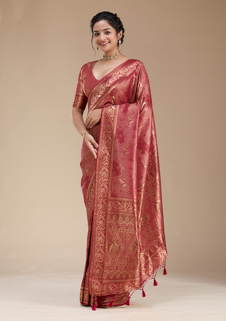Maroon Banarasi Silk Saree