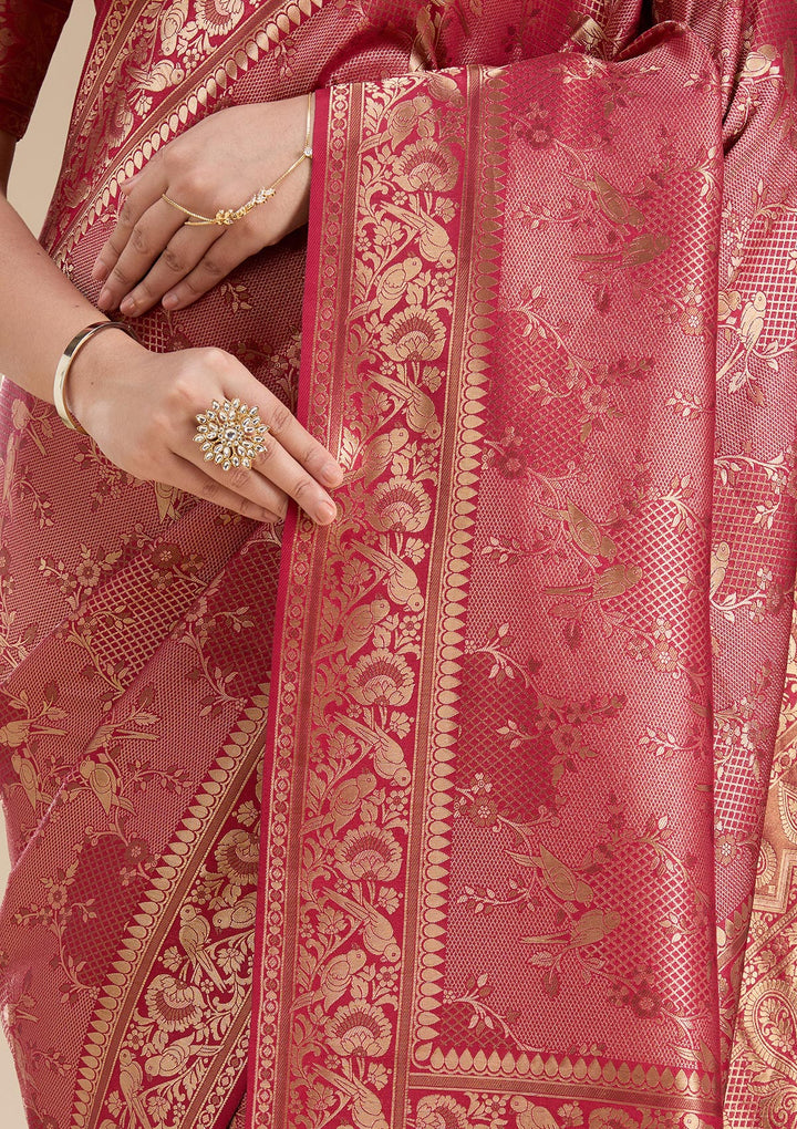 Maroon Banarasi Silk Saree