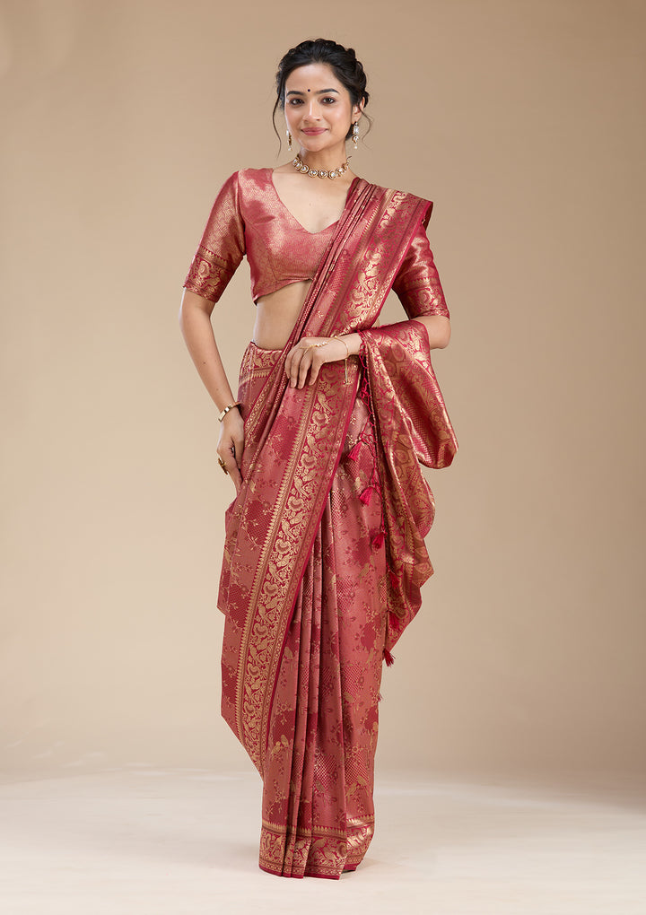 Maroon Banarasi Silk Saree
