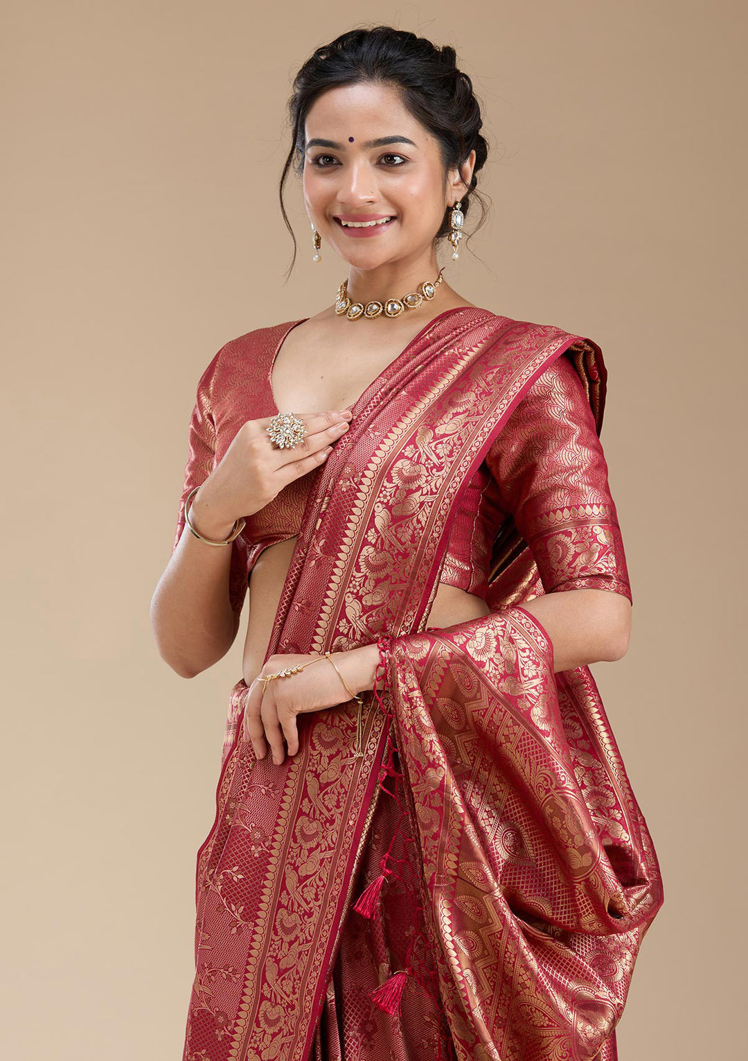 Maroon Banarasi Silk Saree
