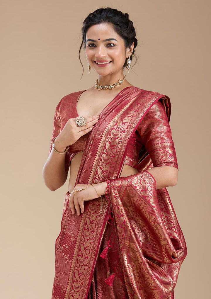 Maroon Banarasi Silk Saree