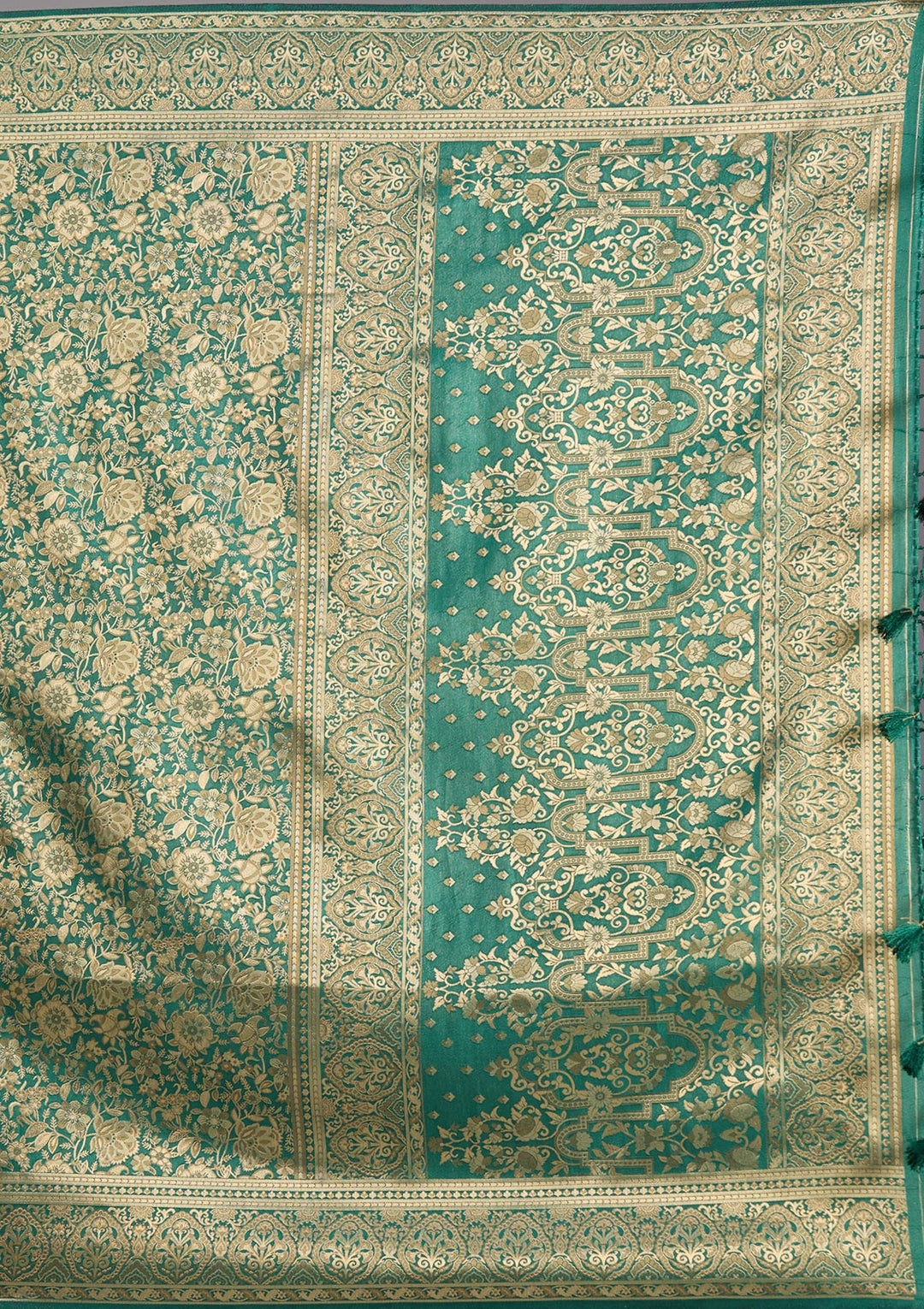 Bottle Green Zariwork Art Silk Saree