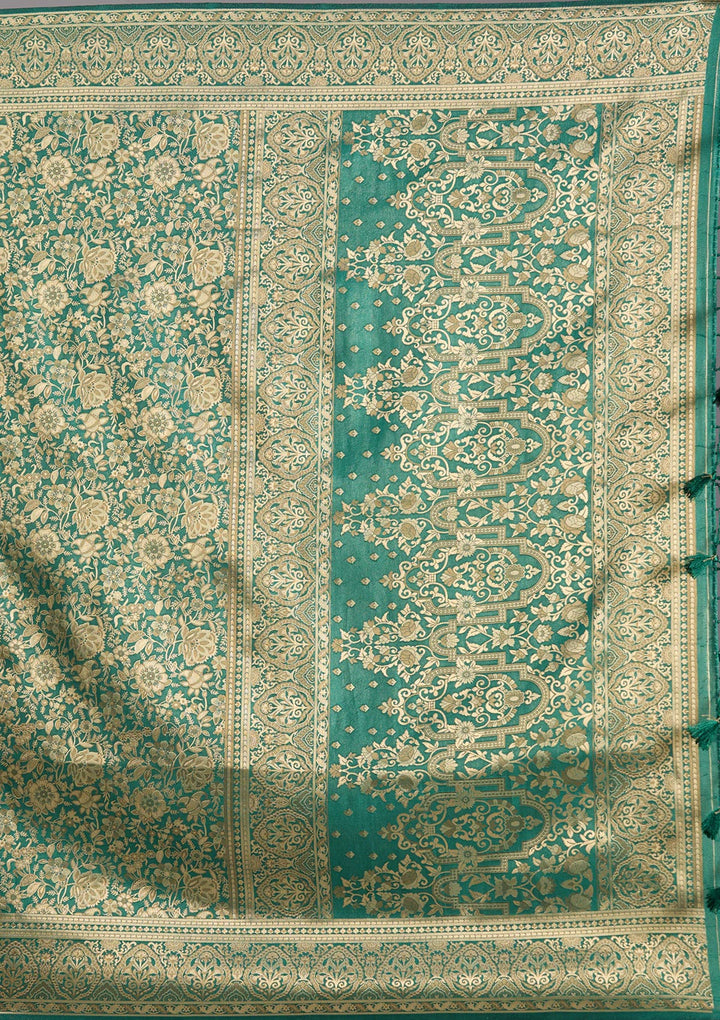 Bottle Green Zariwork Art Silk Saree