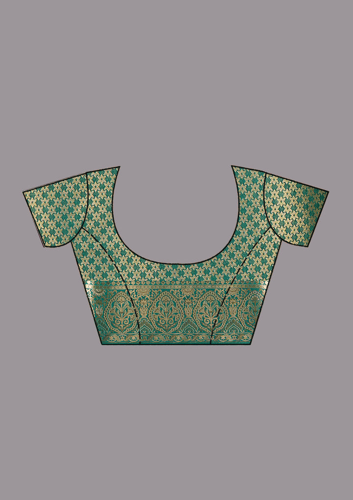 Bottle Green Zariwork Art Silk Saree