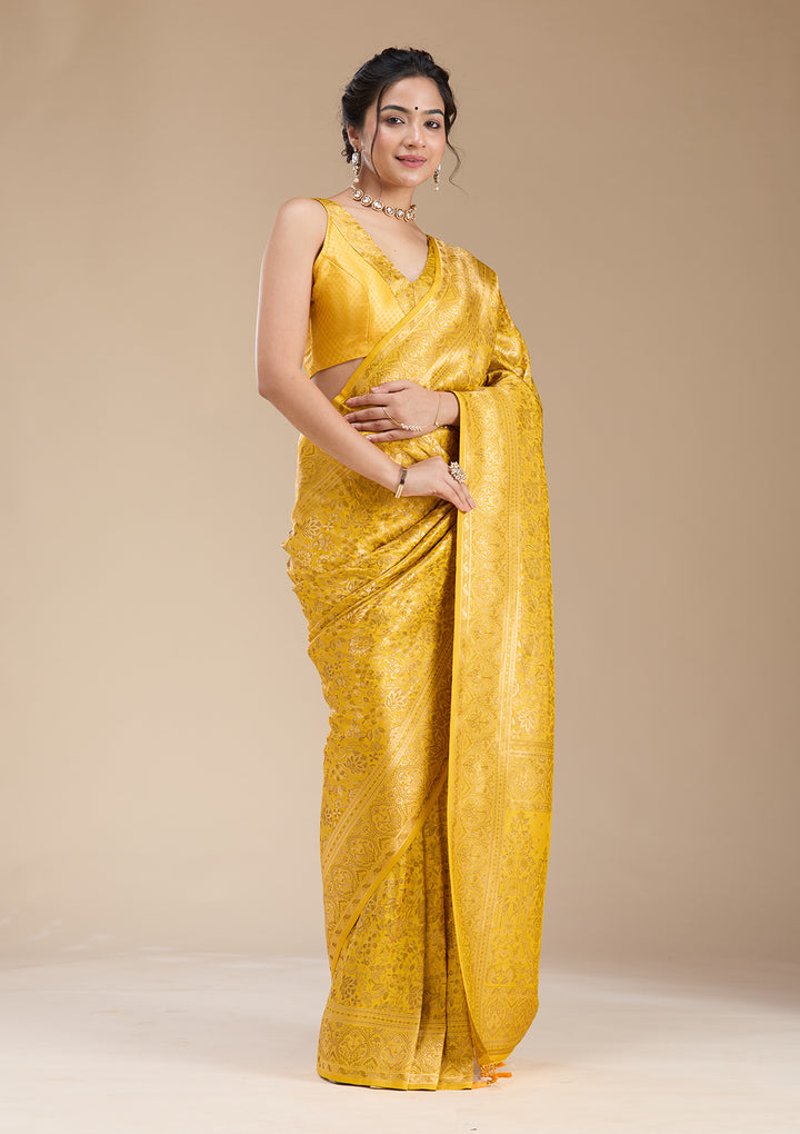 Mustard Banarasi Silk Saree