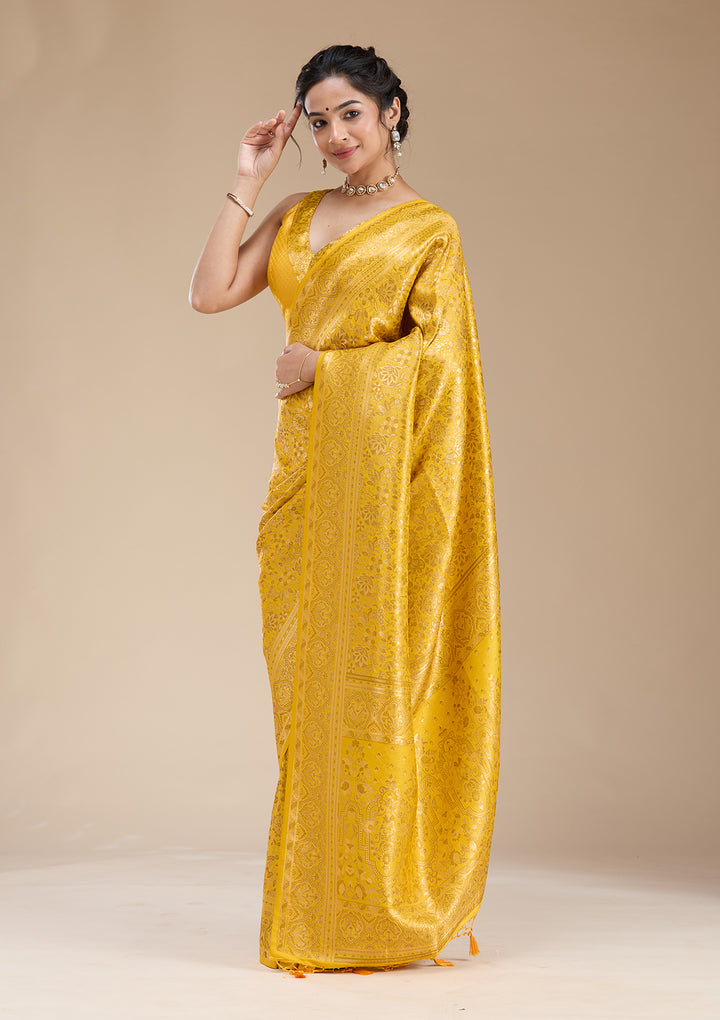 Mustard Banarasi Silk Saree