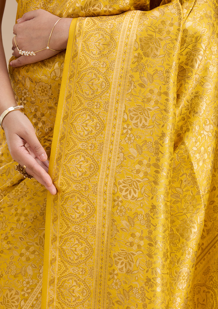 Mustard Banarasi Silk Saree