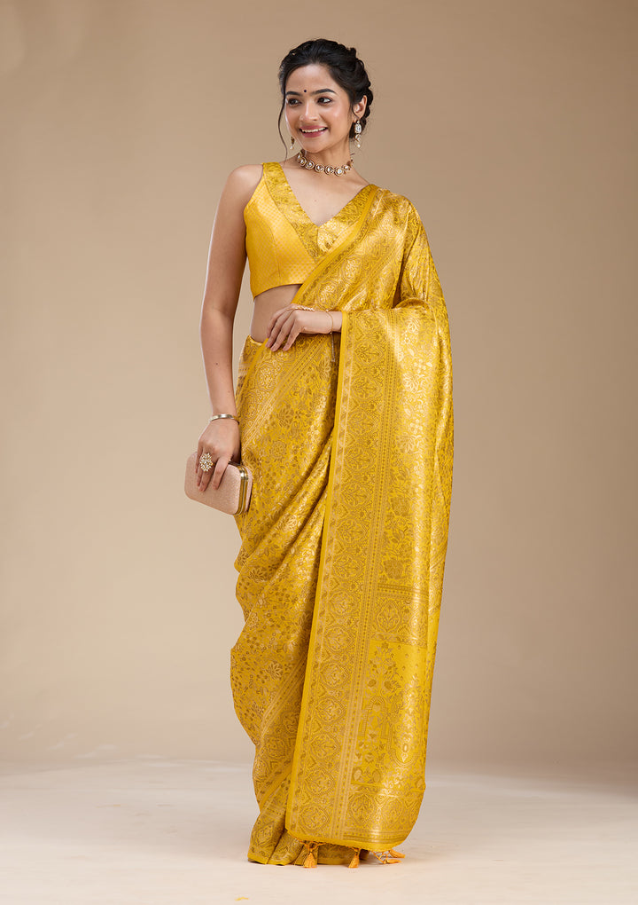 Mustard Banarasi Silk Saree