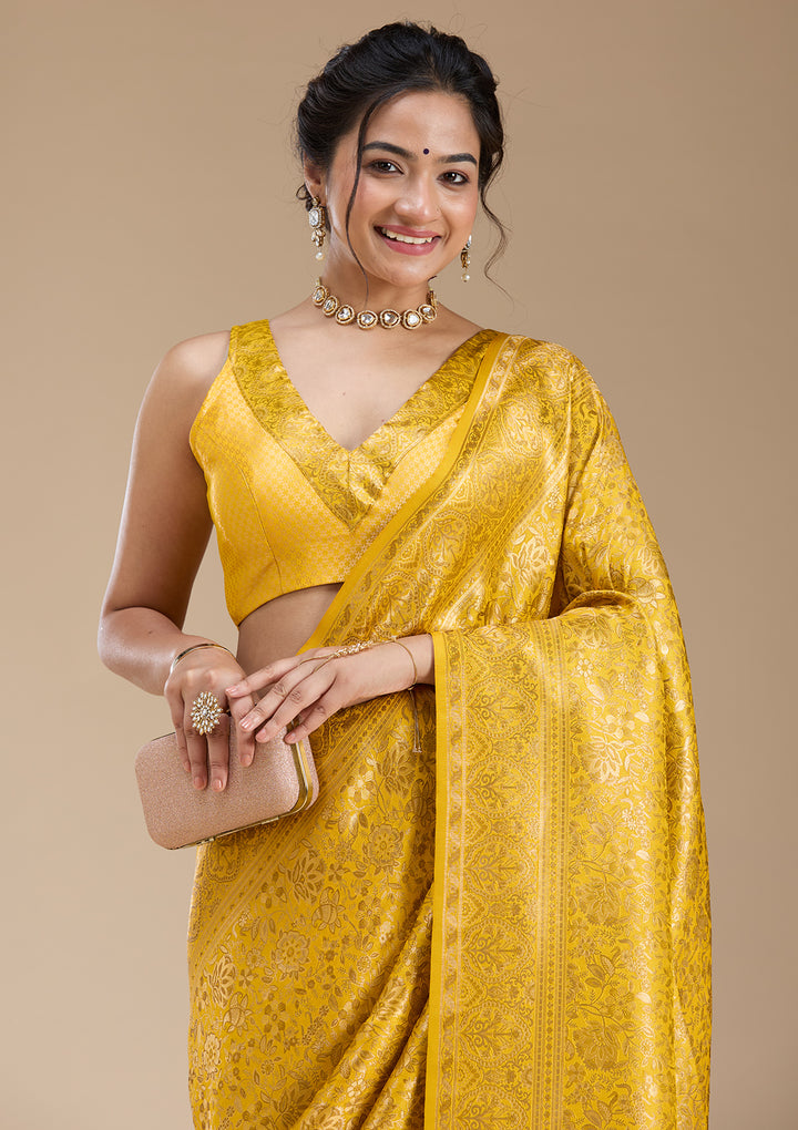 Mustard Banarasi Silk Saree