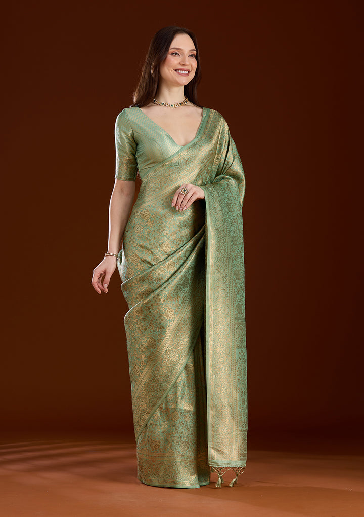 Pista Green Zariwork Art Silk Silk_Saree