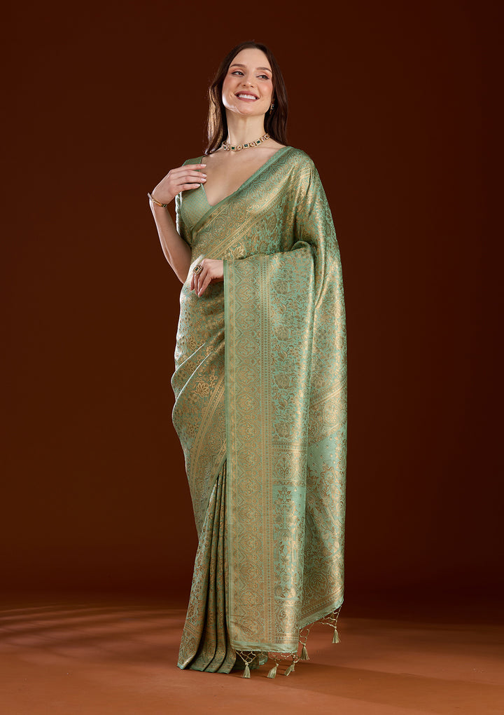Pista Green Zariwork Art Silk Silk_Saree