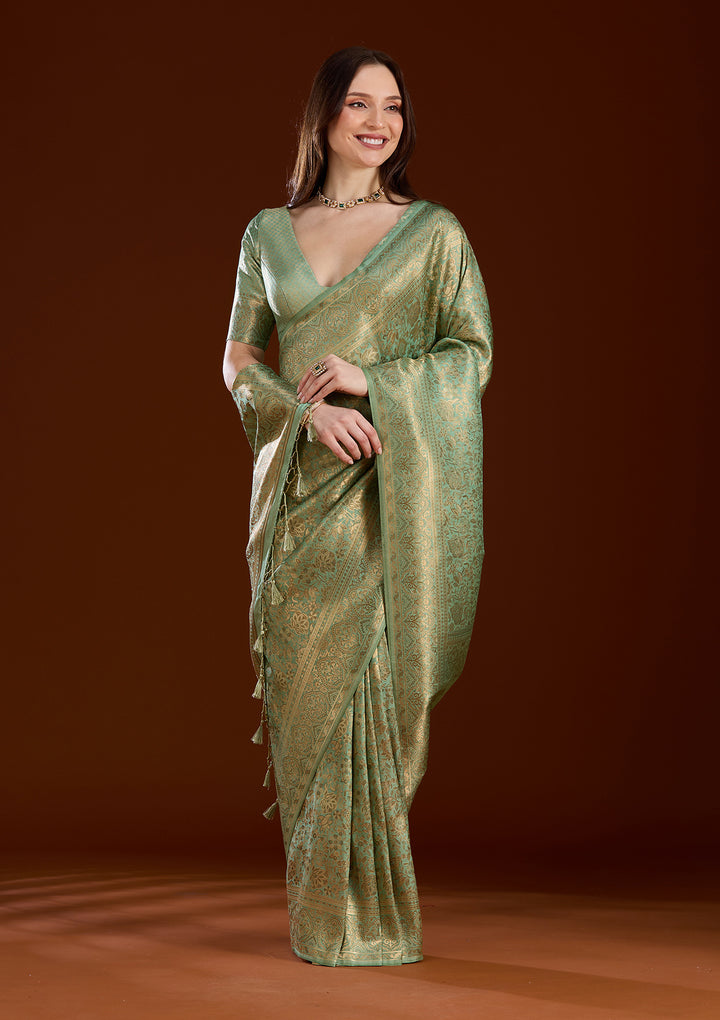 Pista Green Zariwork Art Silk Silk_Saree
