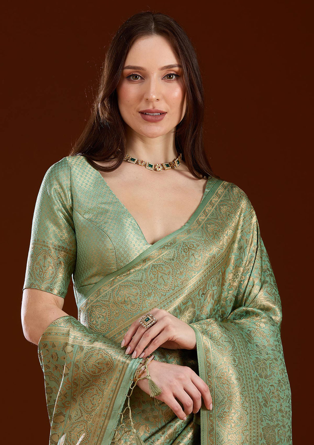 Pista Green Zariwork Art Silk Silk_Saree