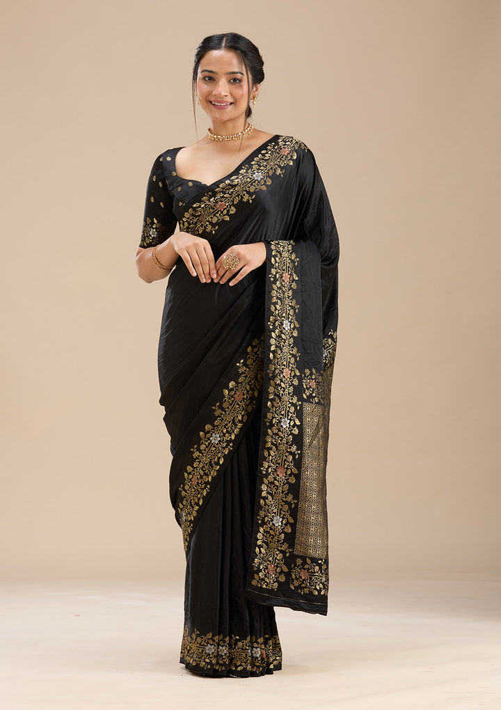 Black Banarasi Silk Saree