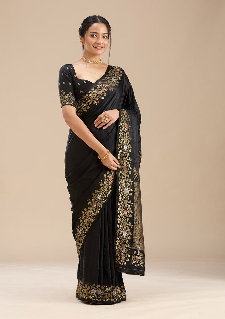Black Banarasi Silk Saree