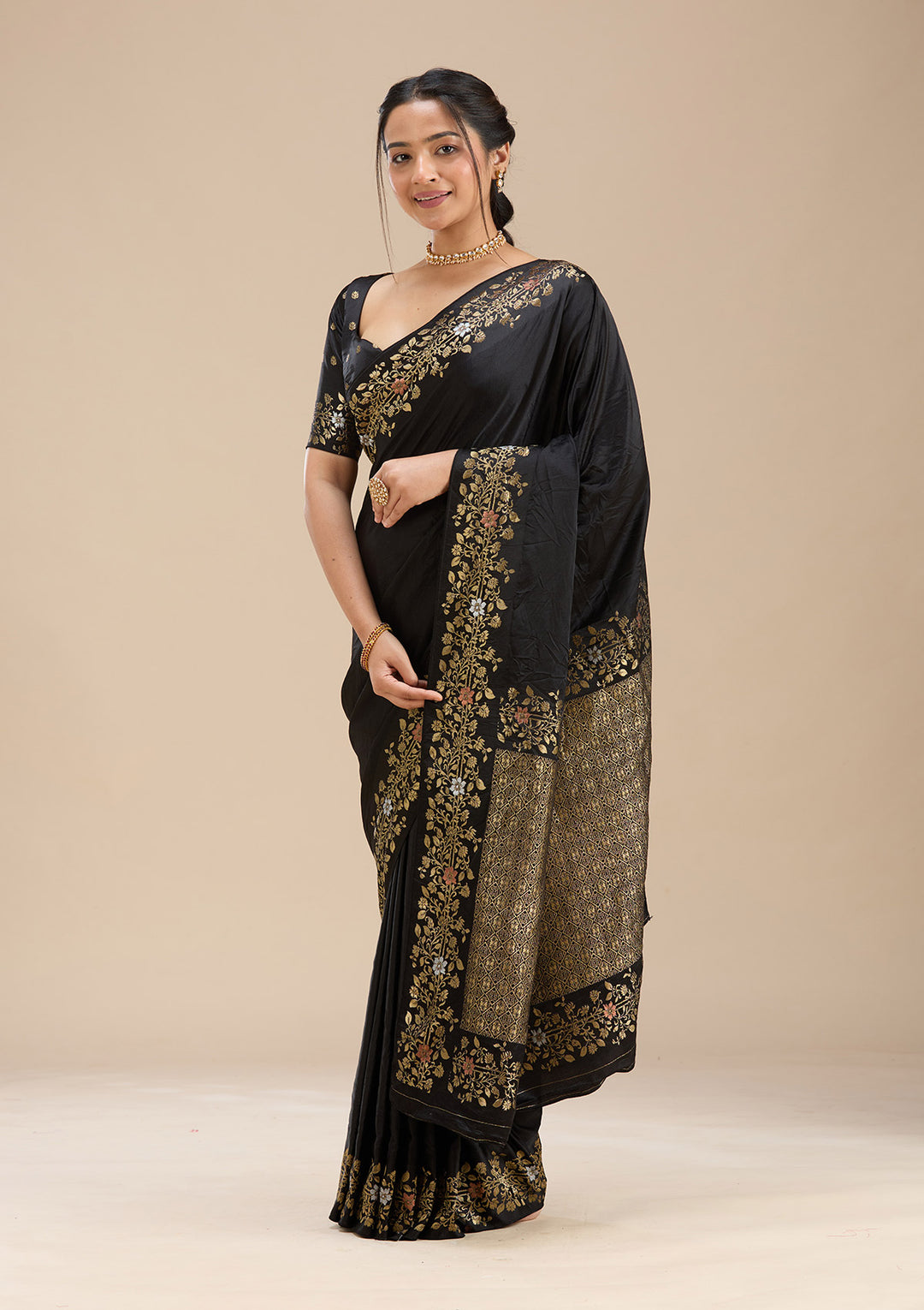 Black Banarasi Silk Saree
