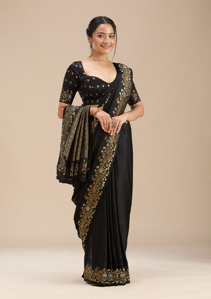 Black Banarasi Silk Saree