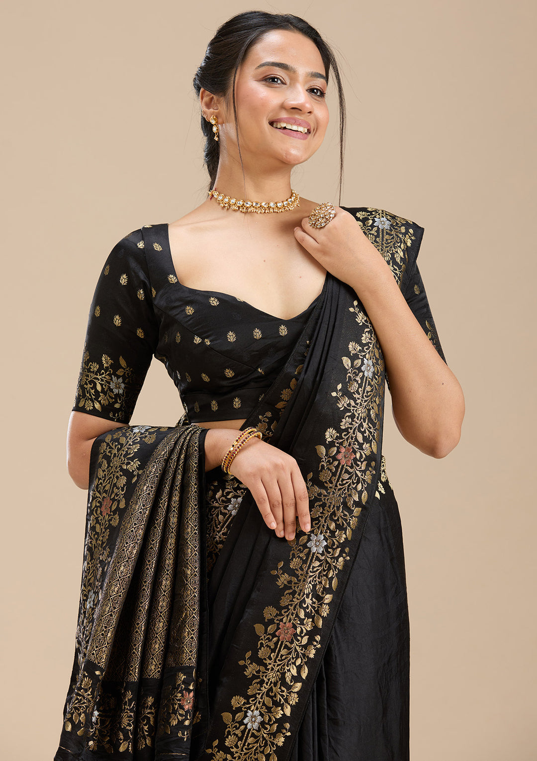 Black Banarasi Silk Saree