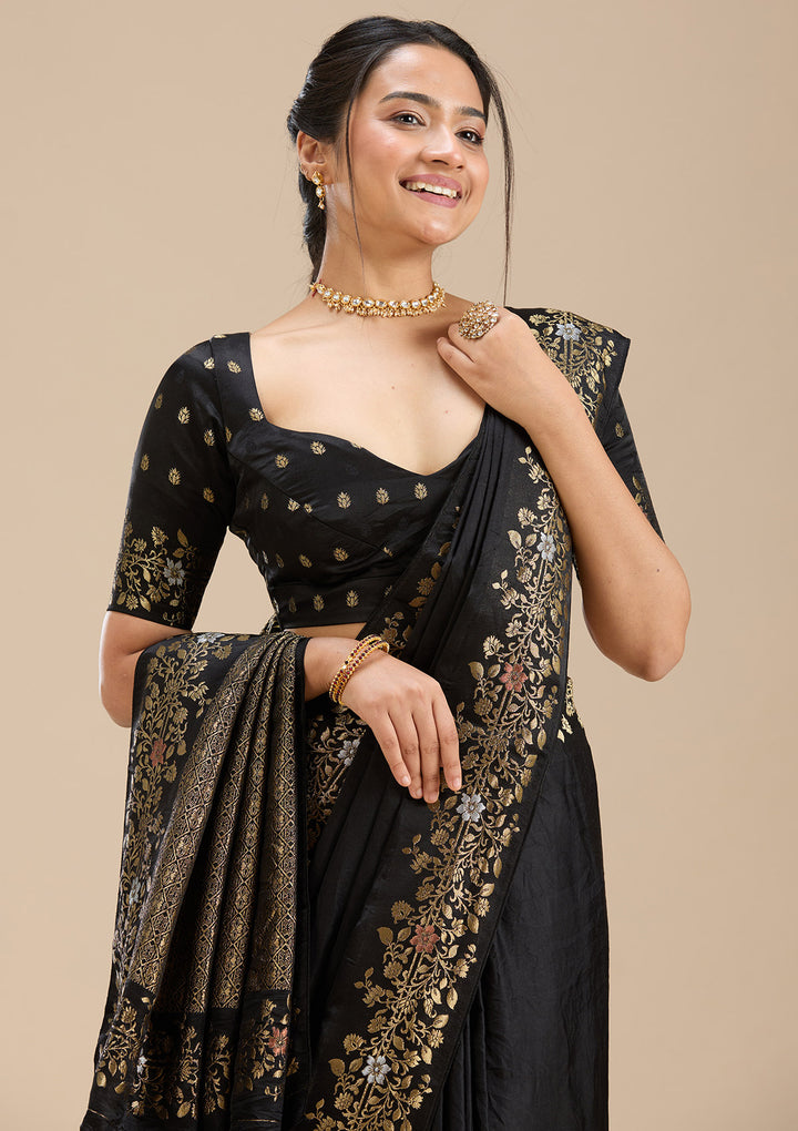 Black Banarasi Silk Saree