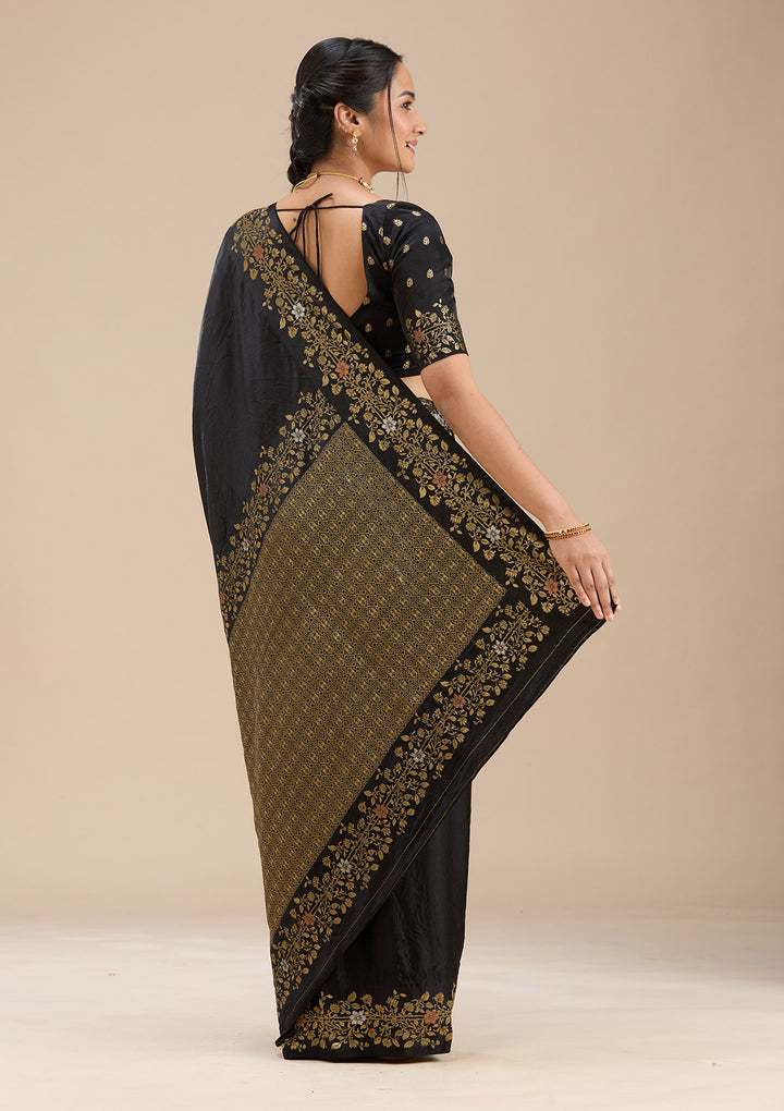 Black Banarasi Silk Saree