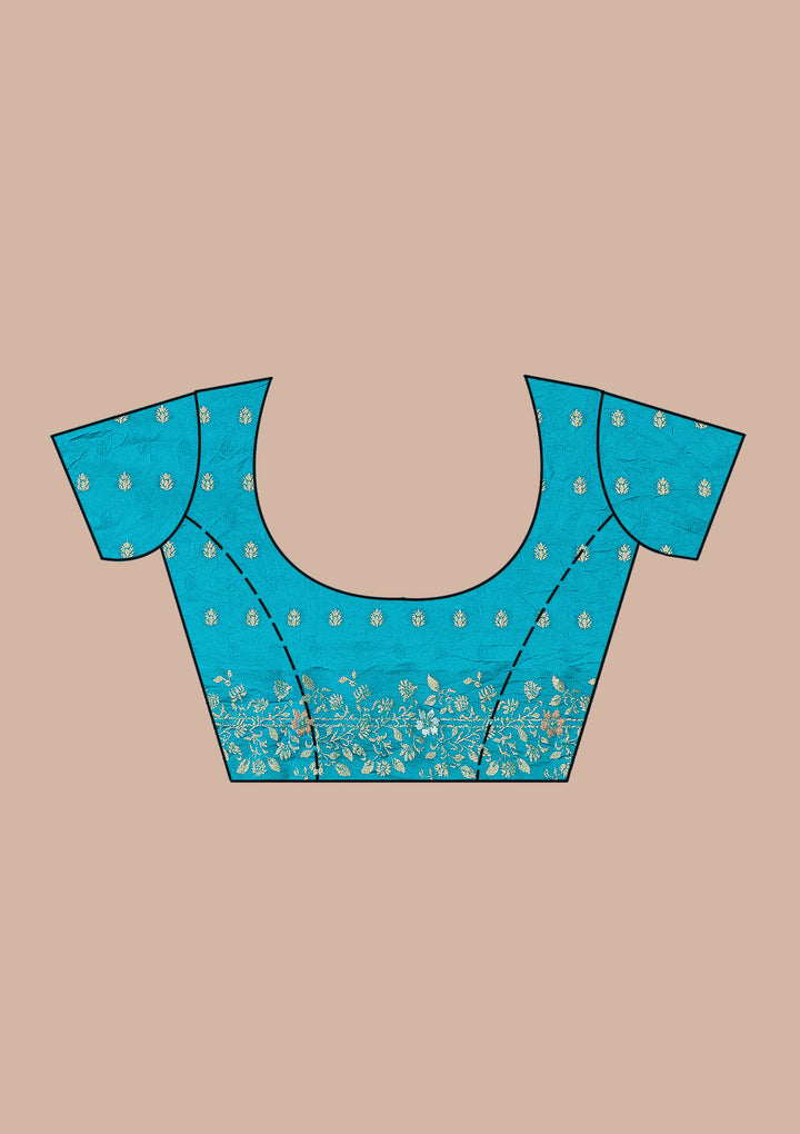 Peacock Blue Banarasi Silk Saree