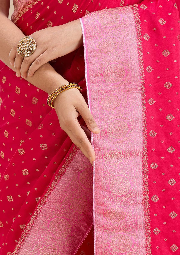 Rani Pink Banarasi Satin Silk Saree