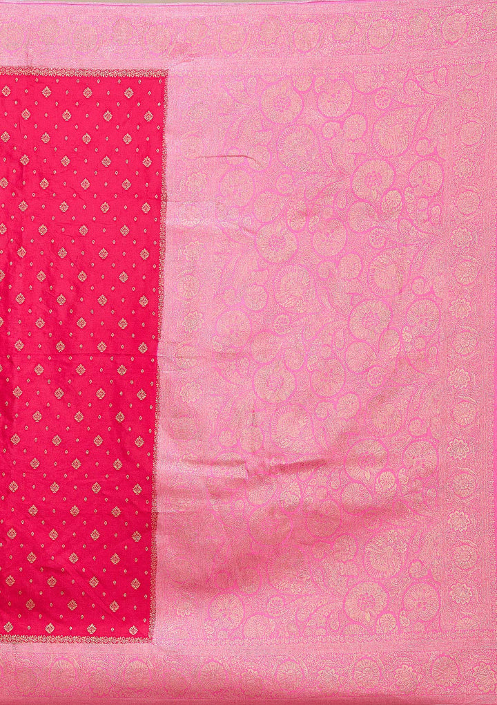 Rani Pink Banarasi Satin Silk Saree