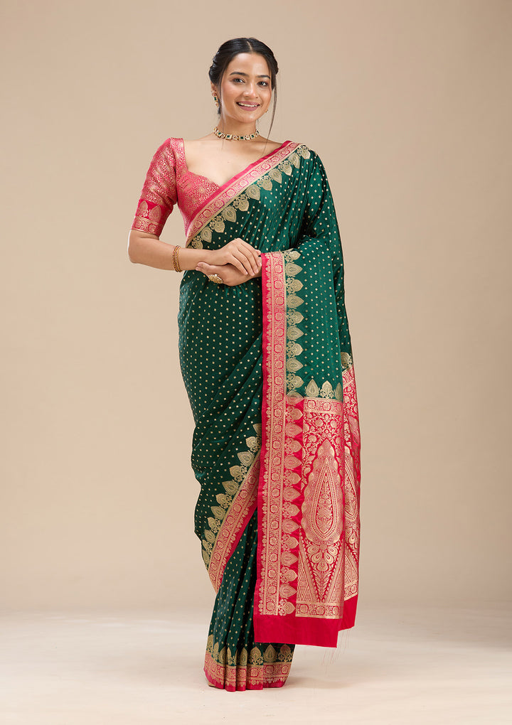 Bottle Green Banarasi Silk Silk Saree