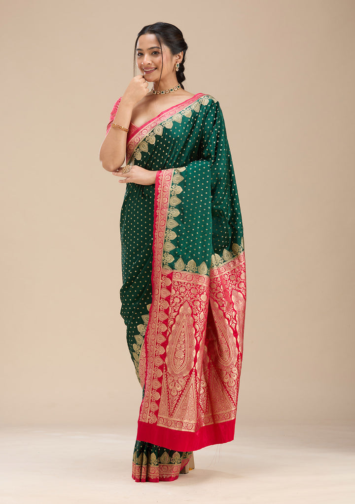 Bottle Green Banarasi Silk Silk Saree