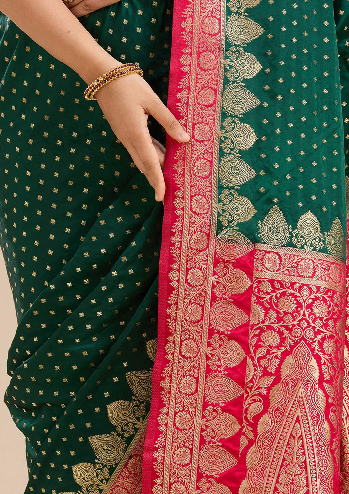 Bottle Green Banarasi Silk Silk Saree