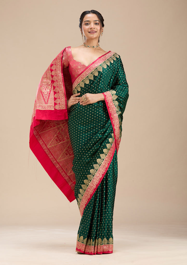 Bottle Green Banarasi Silk Silk Saree