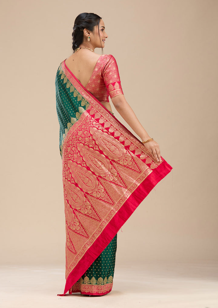 Bottle Green Banarasi Silk Silk Saree