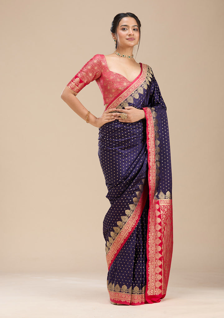Navy Blue Banarasi Silk Saree