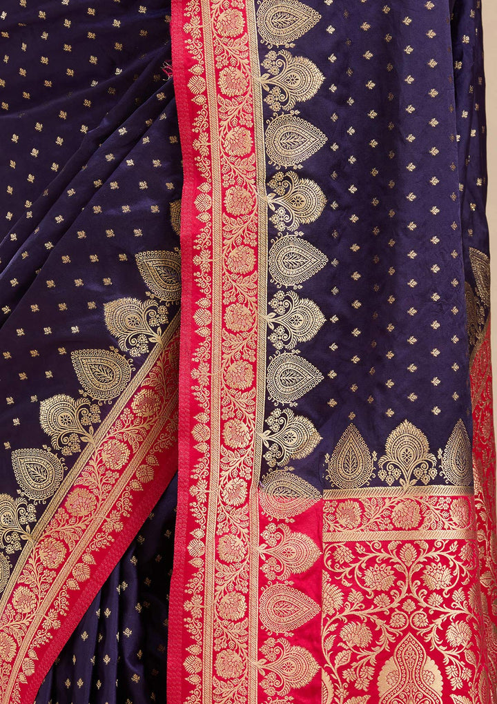 Navy Blue Banarasi Silk Saree