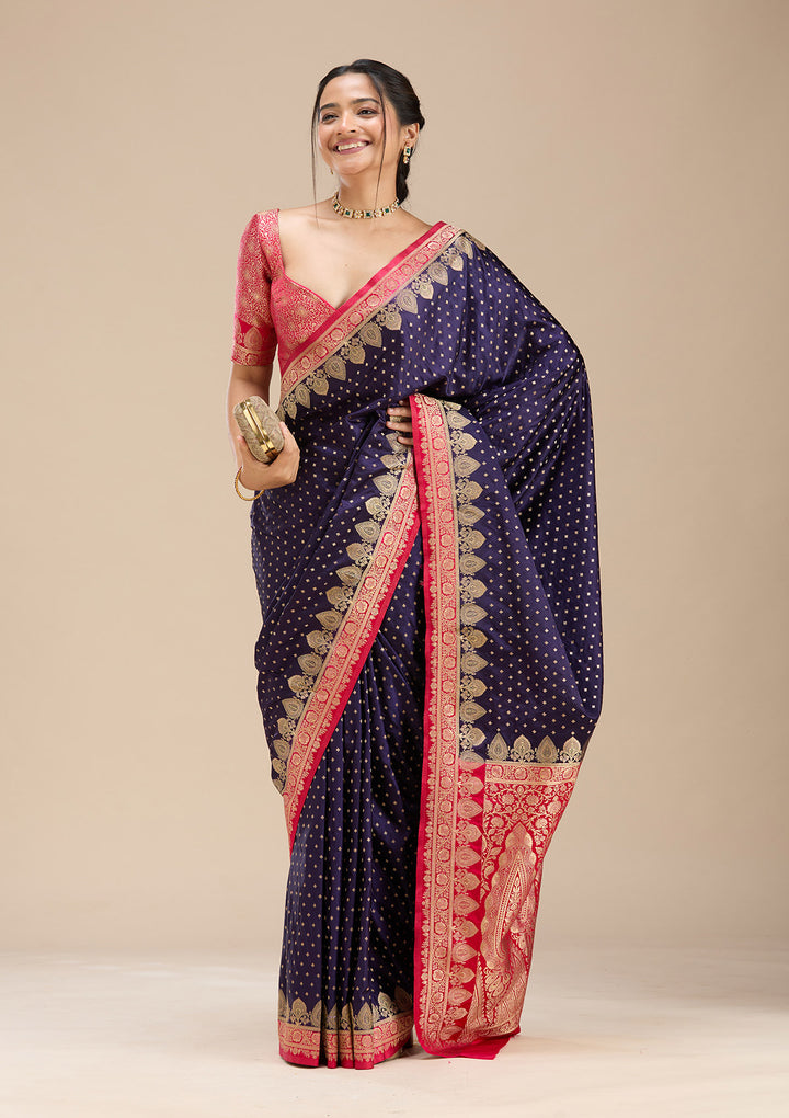 Navy Blue Banarasi Silk Saree