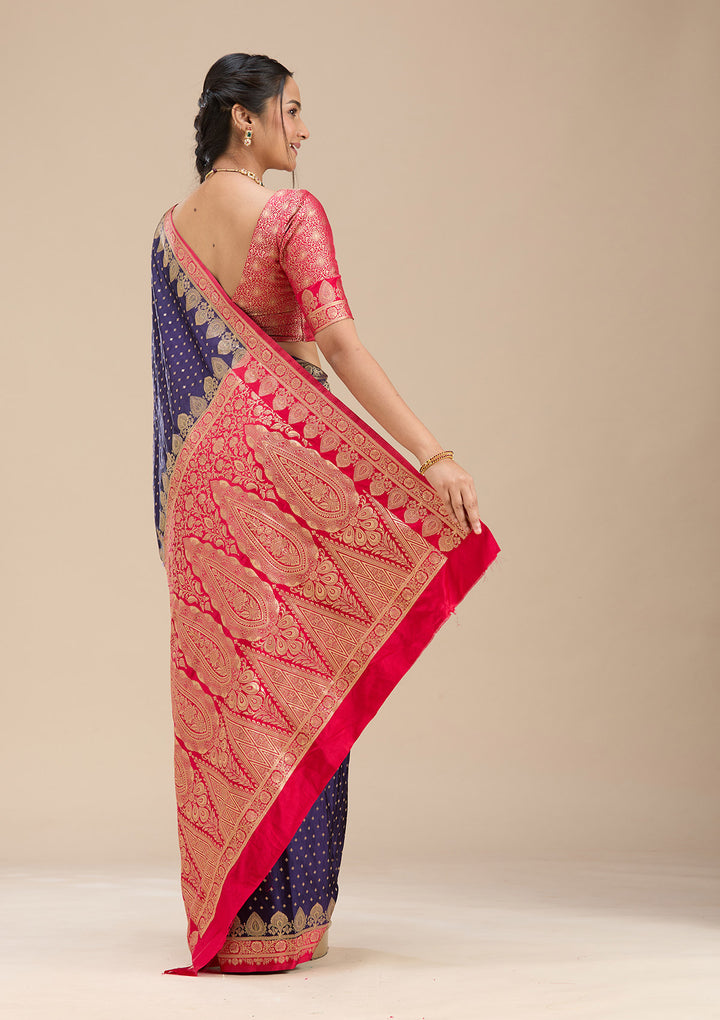 Navy Blue Banarasi Silk Saree