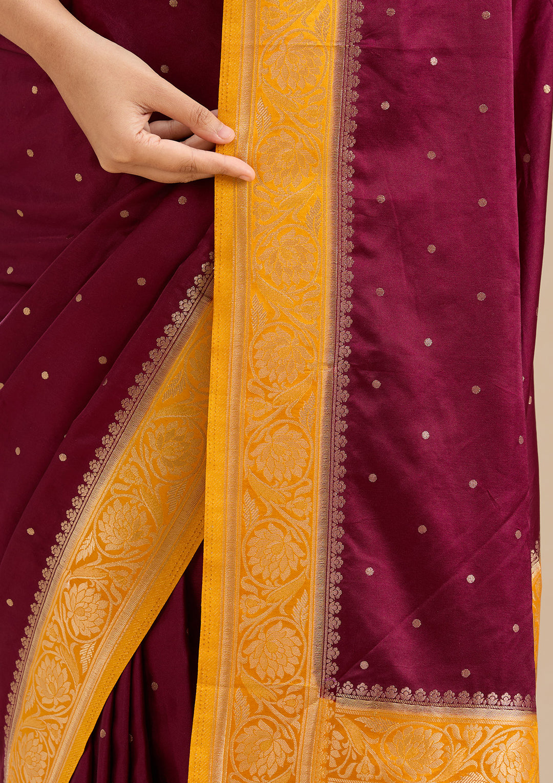 Maroon Banarasi Satin Silk Saree