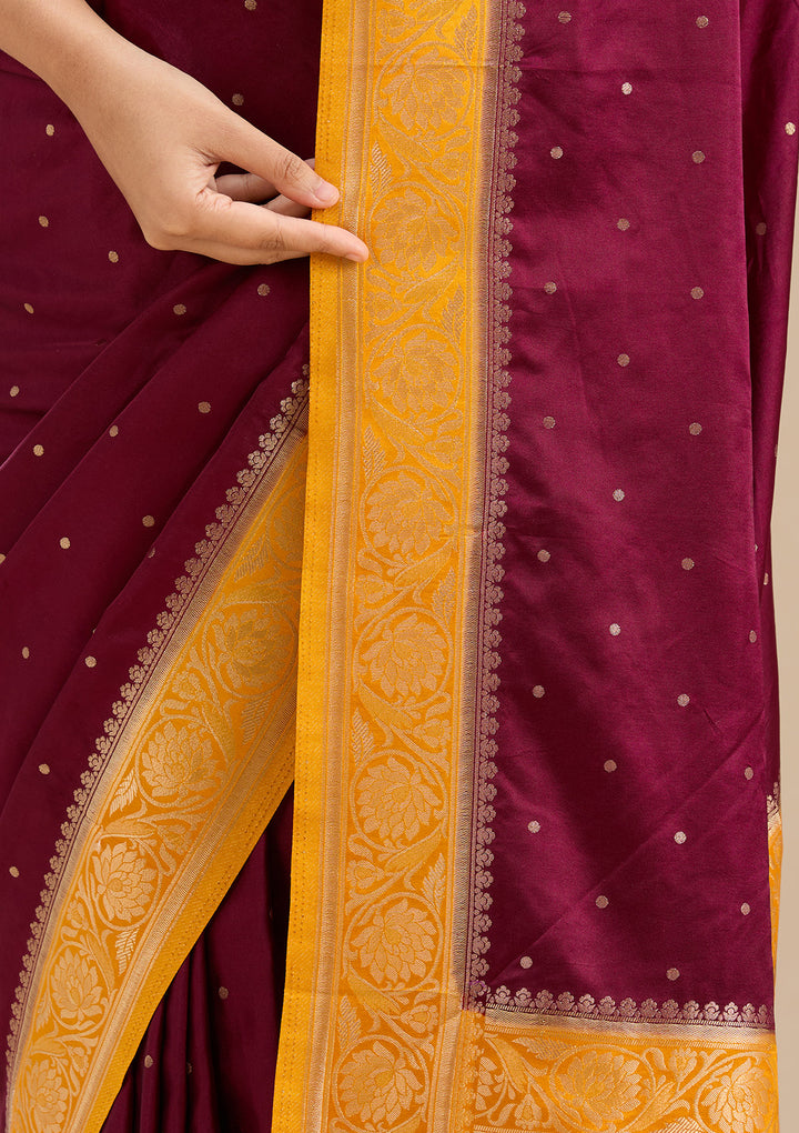 Maroon Banarasi Satin Silk Saree