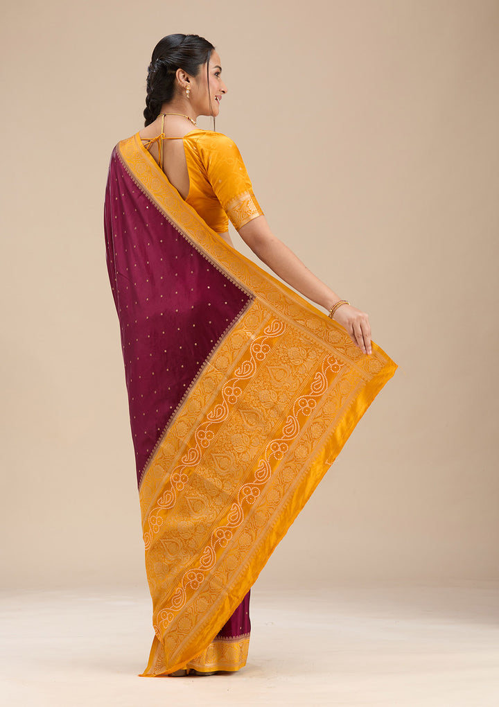 Maroon Banarasi Satin Silk Saree