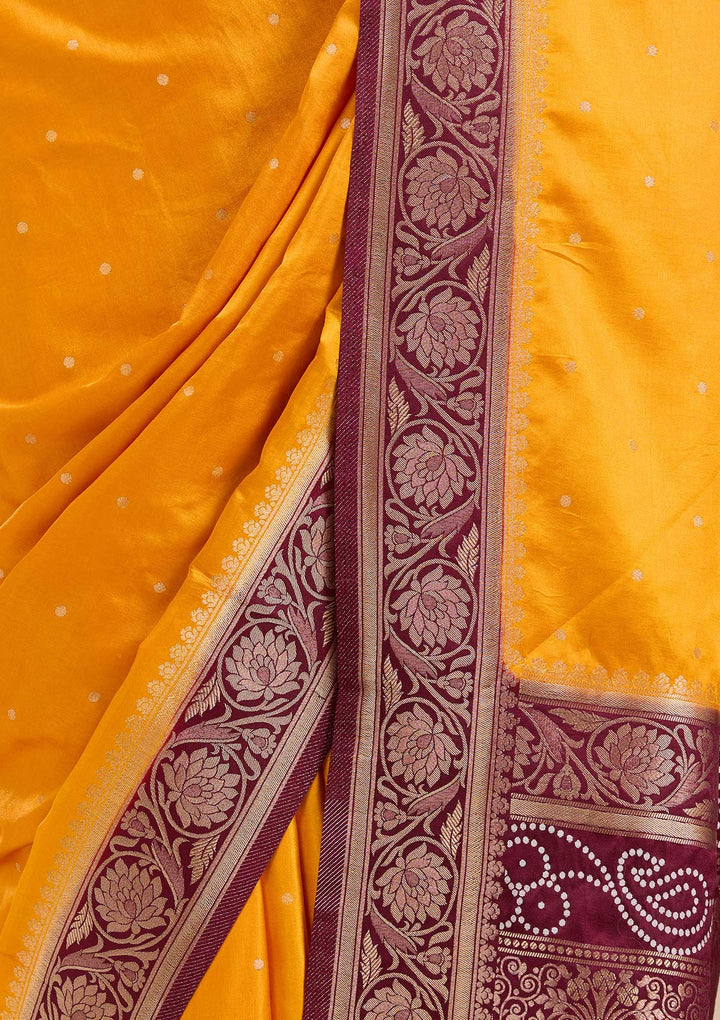 Mustard Banarasi Satin Silk Saree