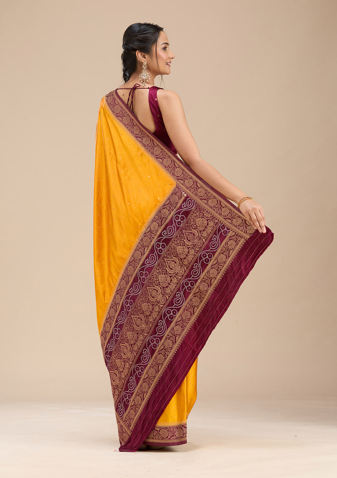 Mustard Banarasi Satin Silk Saree