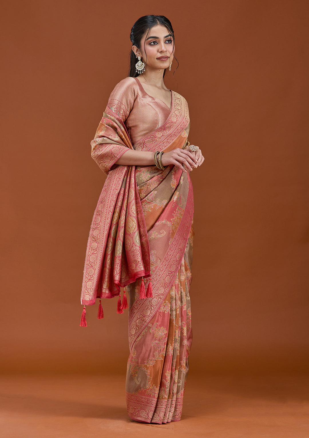 Pink Cutdana Chiffon Silk_Saree