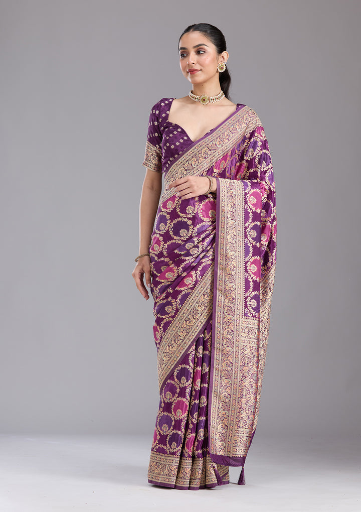 Purple Banarasi Silk Saree