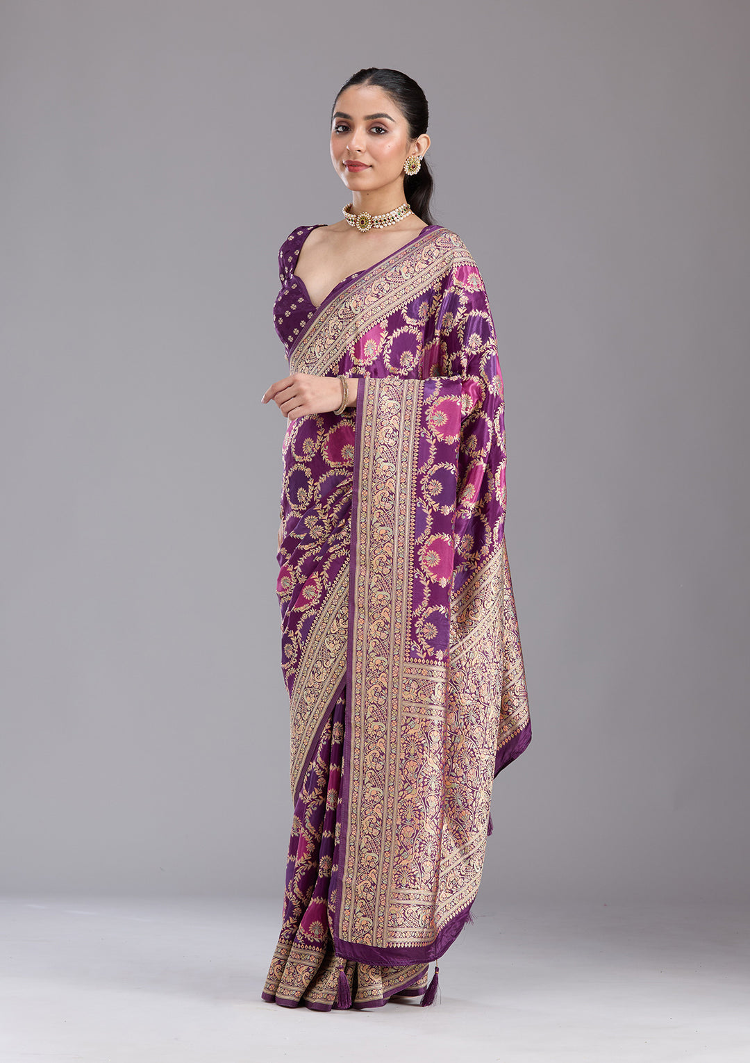 Purple Banarasi Silk Saree
