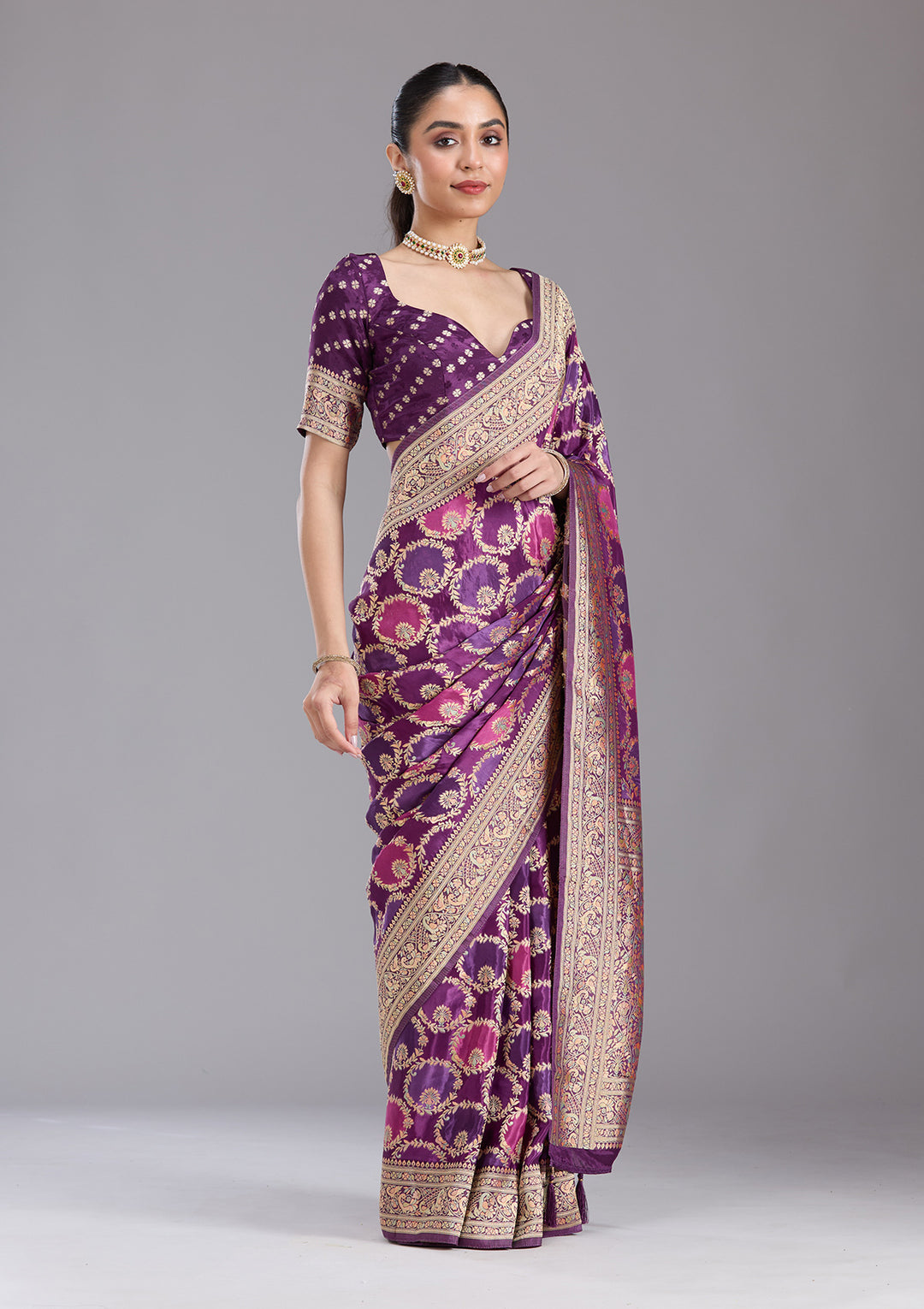 Purple Banarasi Silk Saree