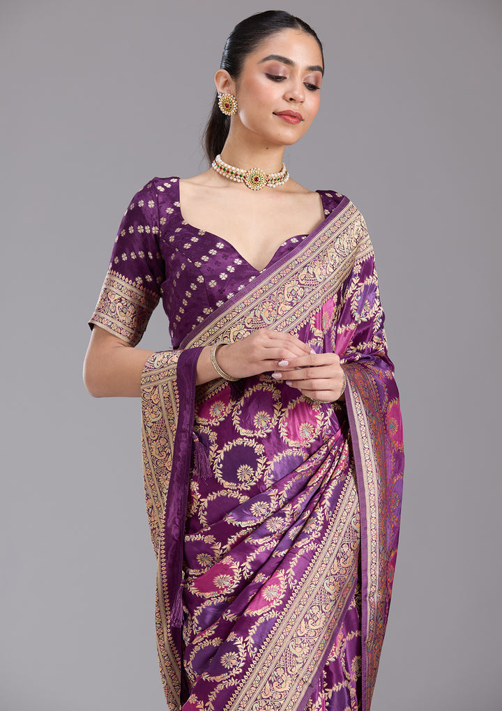 Purple Banarasi Silk Saree