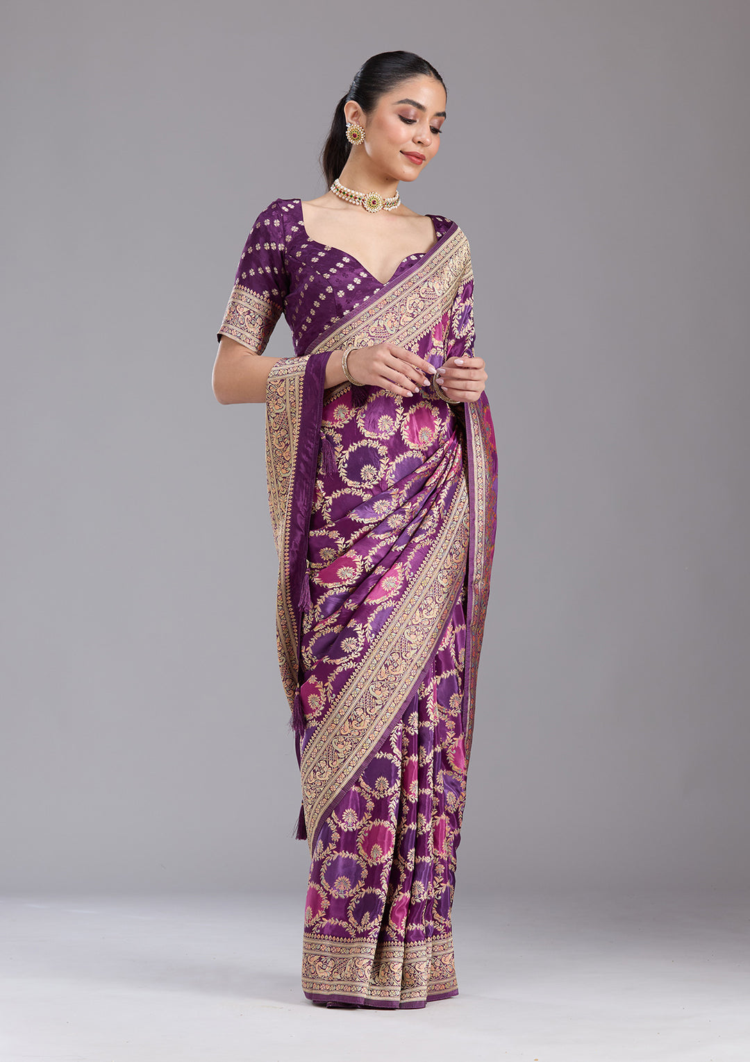Purple Banarasi Silk Saree