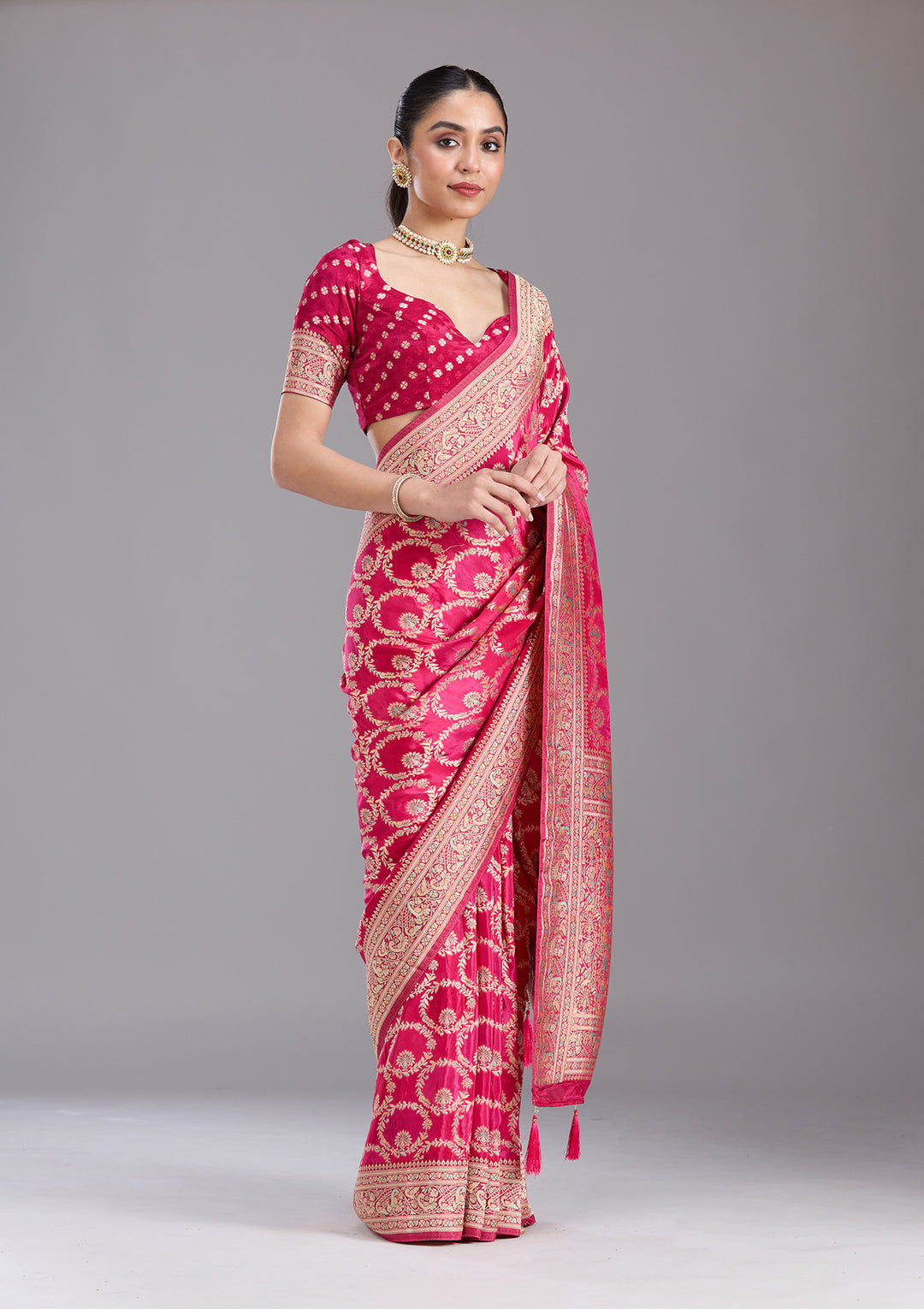 Rani Pink Banarasi Silk Saree