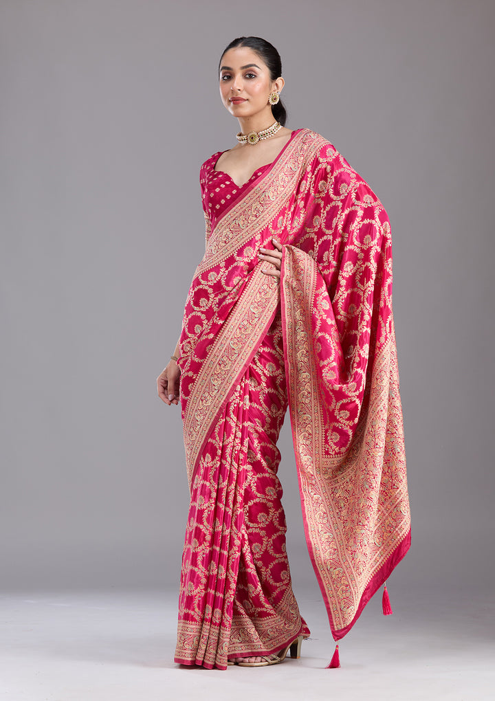 Rani Pink Banarasi Silk Saree